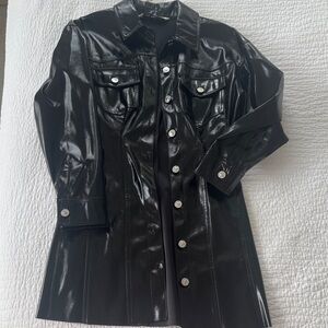 Black Faux Leather Women's Dress